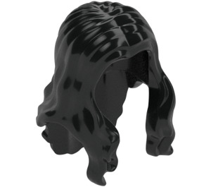 LEGO Black Wavy Long Hair with Parting (33461 / 95225)