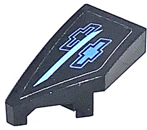LEGO Zwart Wig 1 x 2 Links met Blauw Decoratie Links Sticker (29120)