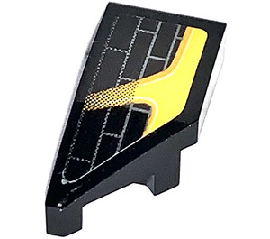 LEGO Black Wedge 1 x 2 Left with Yellow Front Decoration Left Sticker (29120)