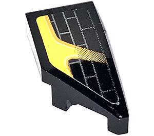 LEGO Black Wedge 1 x 2 Right with Yellow Front Decoration Right Sticker (29119)