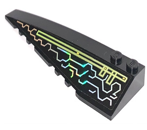 LEGO Black Wedge 10 x 3 x 1 Double Rounded Left with Holographic Pattern Sticker (50955)