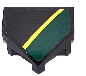 LEGO Black Wedge 2 x 2 x 0.7 with Point (45°) with Back and Dark Green Decoration with Yellow Stripe Sticker (66956)