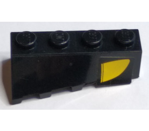 LEGO Black Wedge 2 x 4 Sloped Right with Yellow Curve Sticker (43720)