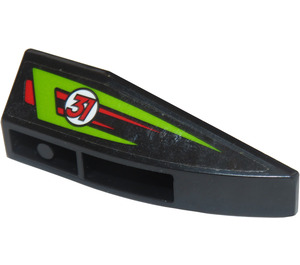 LEGO Black Wedge 2 x 6 Double Inverted Right with Lime and Red Stripes and Red Number 31 Sticker (41764)