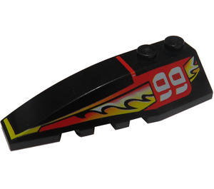 LEGO Black Wedge 2 x 6 Double Left with '99' and Flame (41748)