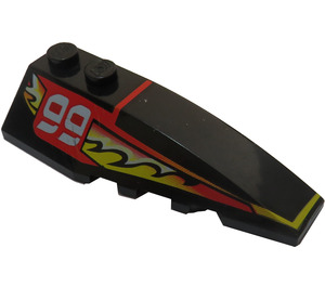 LEGO Black Wedge 2 x 6 Double Right with Flame and 99 (41747 / 48603)