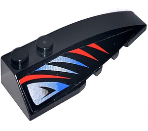 LEGO Black Wedge 2 x 6 Double Right with Red/Blue Fading Streaks (Right) Sticker (41747)