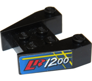 LEGO Black Wedge 3 x 4 with 'LR1200' Sticker without Stud Notches (2399)