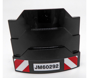 LEGO Zwart Wig 3 x 4 met Stepped Zijkanten met 'JM60292', Rood en Wit Strepen Danger fron Either Kant Sticker (66955)