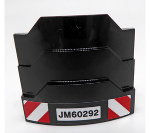 LEGO Black Wedge 3 x 4 with Stepped Sides with 'JM60292', Red and White Stripes Danger fron Either Side Sticker (66955)