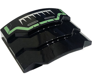 LEGO Black Wedge 3 x 4 with Stepped Sides with Sand Green Stripe and Silver Spikes Sticker (66955)