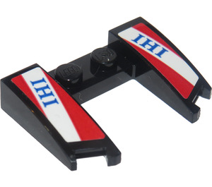 LEGO Black Wedge 3 x 4 x 0.7 with Cutout with 'IHI' on Red and White Stripes Sticker (11291)