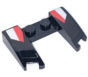 LEGO Black Wedge 3 x 4 x 0.7 with Cutout with Red and White Decoration Sticker (11291)