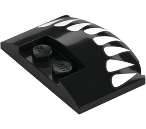 LEGO Black Wedge 3 x 4 x 0.7 with Recess with White teeth (93604 / 104712)