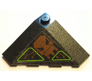 LEGO Black Wedge 4 x 4 (18°) Corner with Dark Red and Lime Circuitry and Skull Sticker (43708)