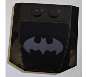 LEGO Black Wedge 4 x 4 Curved with Batman Logo Sticker (45677)