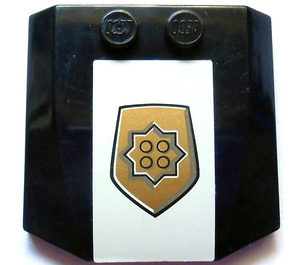 LEGO Black Wedge 4 x 4 Curved with Golden Police Badge on White Background Sticker (45677)