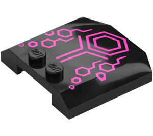 LEGO Black Wedge 4 x 4 Curved with Pink Hexagons (45677 / 101426)