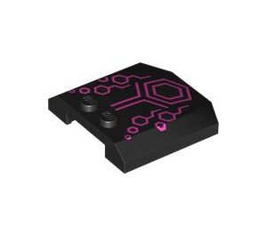 LEGO Black Wedge 4 x 4 Curved with Pink Hexagons (45677 / 101426)