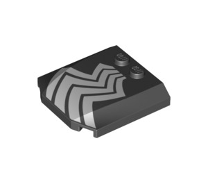 LEGO Noir Coin 4 x 4 Incurvé avec Argent Rayures 2 (45677 / 100371)