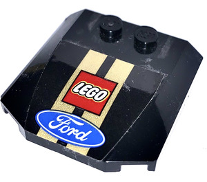 LEGO Zwart Wig 4 x 4 Gebogen met Twee golden Strepen en LEGO Emblem en Ford Plum Sticker (45677)
