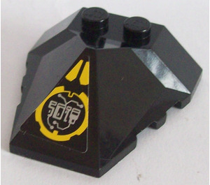LEGO Noir Coin 4 x 4 Quadruple Convex Pente Centre avec Circuitry Autocollant (47757)