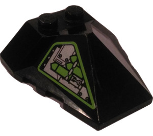 LEGO Black Wedge 4 x 4 Quadruple Convex Slope Center with Green/White Exo-Force Sticker (47757)