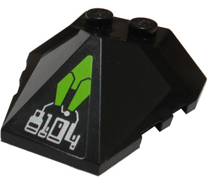 LEGO Black Wedge 4 x 4 Quadruple Convex Slope Center with Lime and "8104" Sticker (47757)