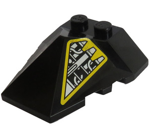LEGO Black Wedge 4 x 4 Quadruple Convex Slope Center with Yellow and Silver Machinery Pattern on Left Side Sticker (47757)