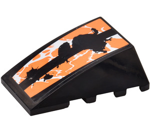 LEGO Black Wedge 4 x 4 Triple Curved without Studs with Black, Orange and White Splatter Sticker (47753)