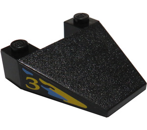 LEGO Black Wedge 4 x 4 with '3' Sticker without Stud Notches (4858)