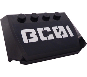 LEGO Noir Coin 4 x 6 Incurvé avec "BC01" Autocollant (52031)