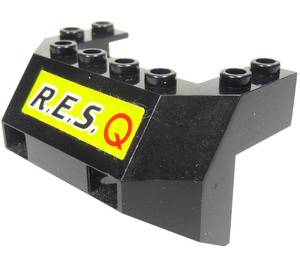 LEGO Black Wedge 4 x 6 x 2.333 with R.E.S. Q Sticker (2916)