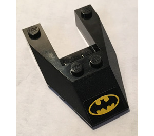 LEGO Sort Kile 6 x 4 Skåret ud med Batman logo Klistermærke med Knops hakker (6153)