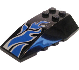 LEGO Black Wedge 6 x 4 Triple Curved with Blue Flames/Waves Sticker (43712)