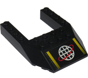 LEGO Black Wedge 6 x 8 with Cutout with White Planet with Red Ring, Yellow Stripes Sticker (32084)