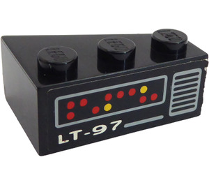 LEGO Zwart Wig Steen 3 x 2 Links met Speaker en Buttons en LT-97 Sticker (6565)