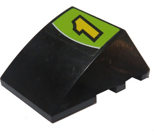 LEGO Black Wedge Curved 3 x 4 Triple with '1' Sticker (64225)