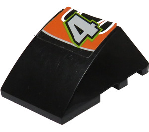 LEGO Black Wedge Curved 3 x 4 Triple with "4" Sticker (64225)