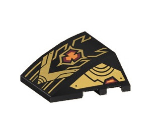 LEGO Black Wedge Curved 3 x 4 Triple with Gold and Red (64225 / 102906)