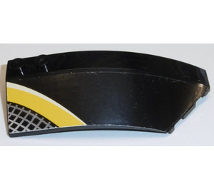 LEGO Black Wedge Curved 3 x 8 x 2 Left with Yellow Line, Gray and White Grid Sticker (41750)