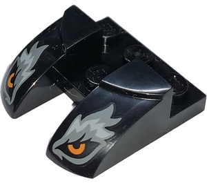 LEGO Black Wedge Plate 2 x 3 with Curved Slopes (3 x 4) with Grey and Yellow Eyes (3220 / 102900)