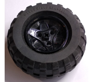 LEGO Черно Wheel 43.2mm D. x 26mm Technic Racing Small with 3 Pinholes with Tire Balloon - Wide Ø 81.6 x 38