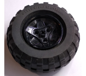 LEGO Black Wheel 43.2mm D. x 26mm Technic Racing Small with 3 Pinholes with Tire Balloon - Wide Ø 81.6 x 38