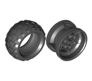 LEGO Black Wheel 43.2mm D. x 26mm Technic Racing Small with 6 Pinholes with Tire Balloon Wide 68.7 X 34R