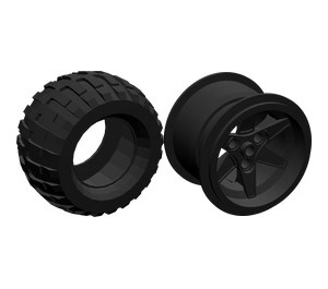 LEGO Black Wheel 62mm x 46mm with Tyre 107,2 X 62