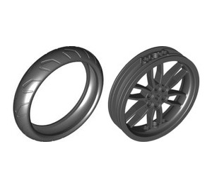 LEGO Black Wheel 75 x 17mm with Motorcycle Tire 94.2 x 20