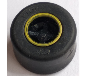 LEGO Black Wheel 8mm D. x 9mm for Slicks, Hole Notched for Wheels Holder Pin, Reinforced Back with Yellow Rim Edge Pattern with Black Tire 14mm D. x 9mm Smooth Small Wide Slick