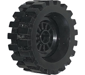 LEGO Black Wheel Centre Spoked Small with Tire 30 x 10.5 with Ridges Inside