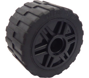 LEGO Black Wheel Rim Ø18 x 14 with Pin Hole with Tire 24 x 14 Shallow Tread (Tread Small Hub) without Band around Center of Tread